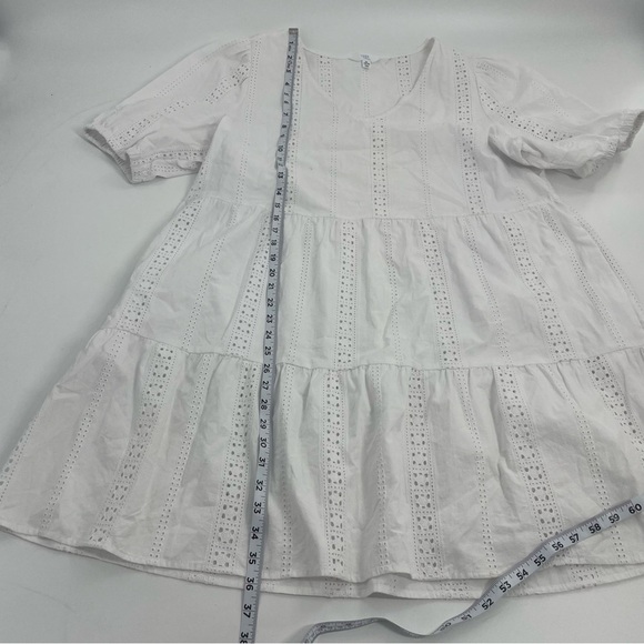 White Eyelet Cotton V-Neck Tiered Time & Tru Cottagecore Dress XL 16/18 - Picture 5 of 9